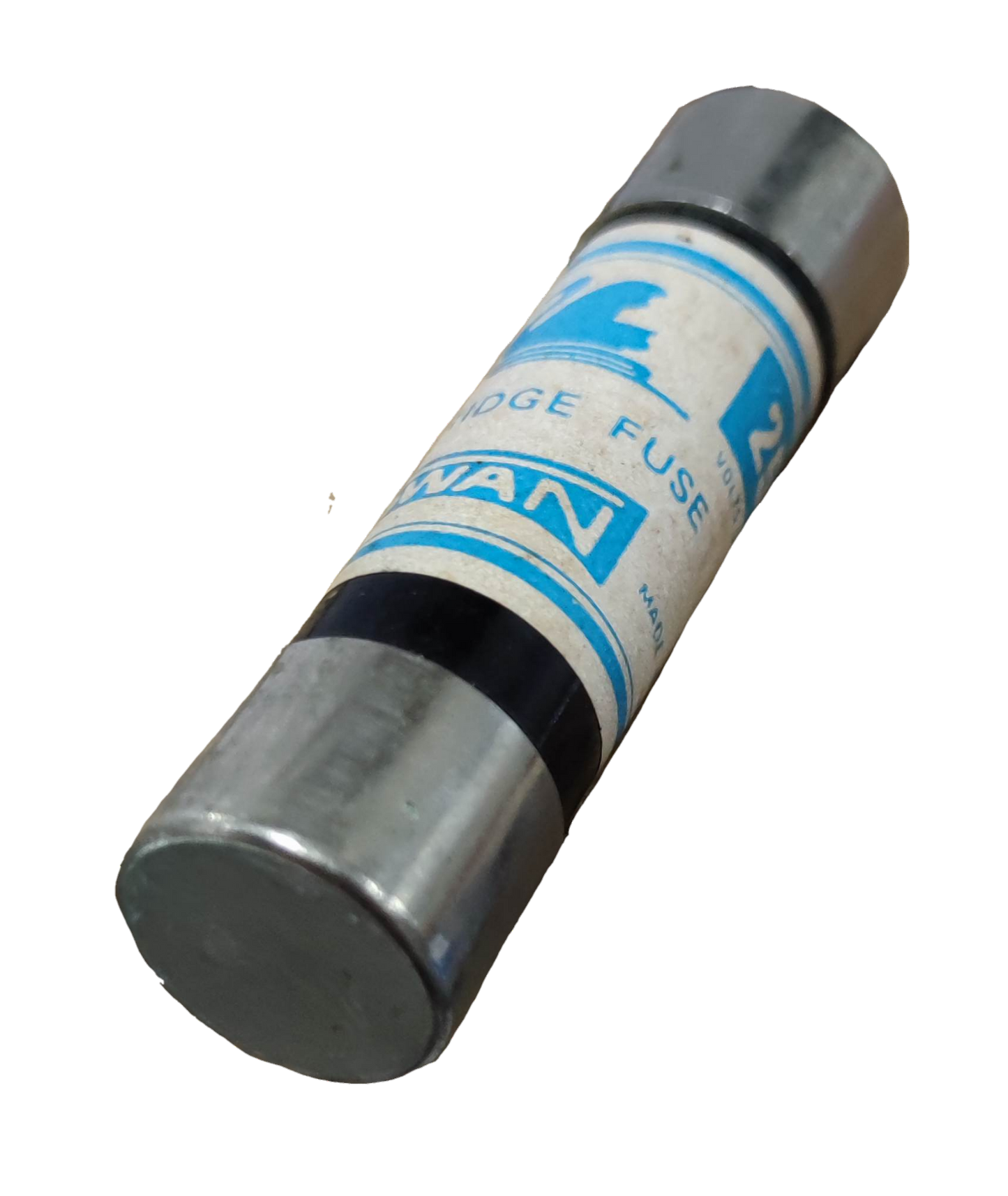 Swan 60A Cartilage Fuse 250V electrical circuitry part with metal end caps and blue label