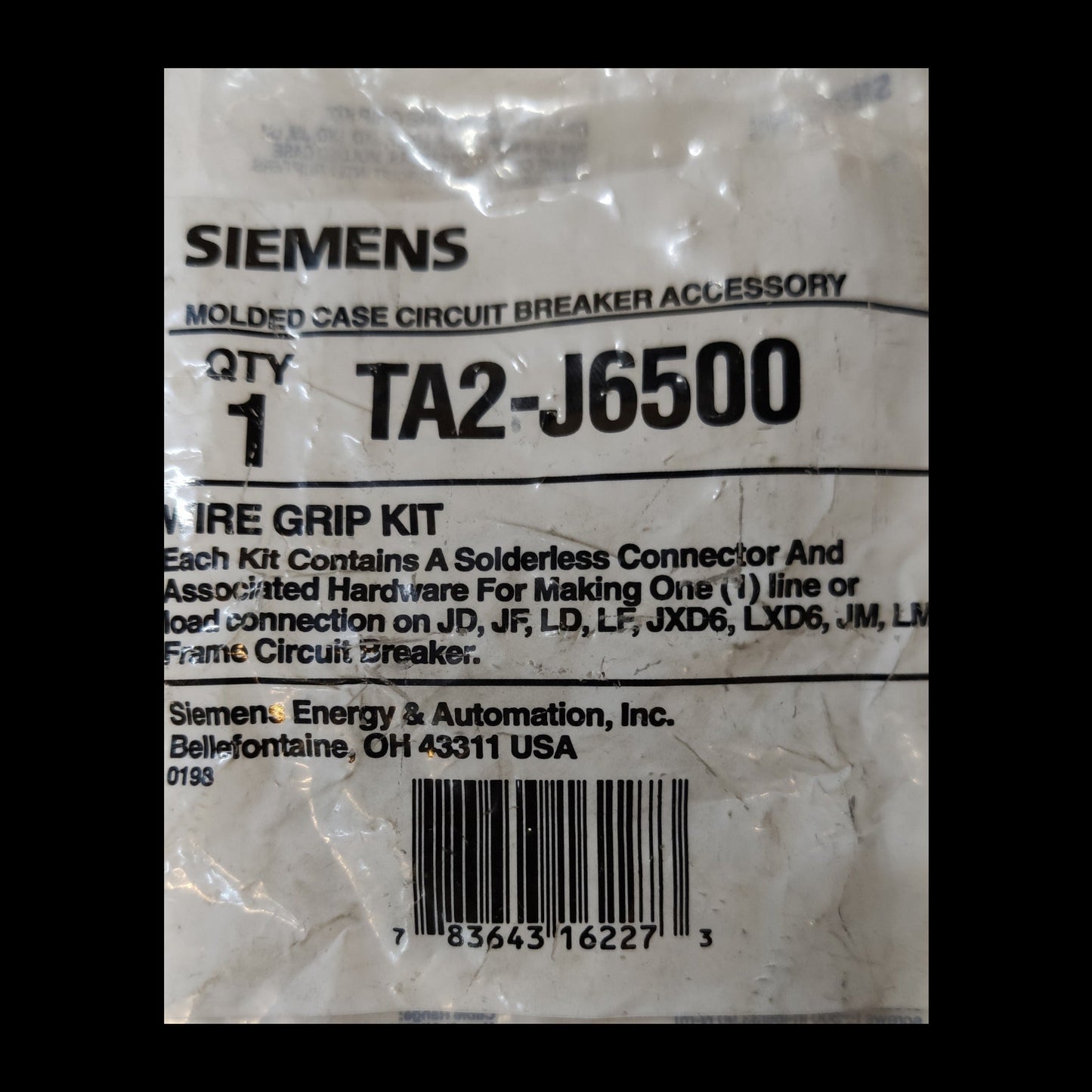 Siemens Molded Case Circuit Breaker Accessory Wire Grip Kit featuring Mechanical Lug for Breaker Type