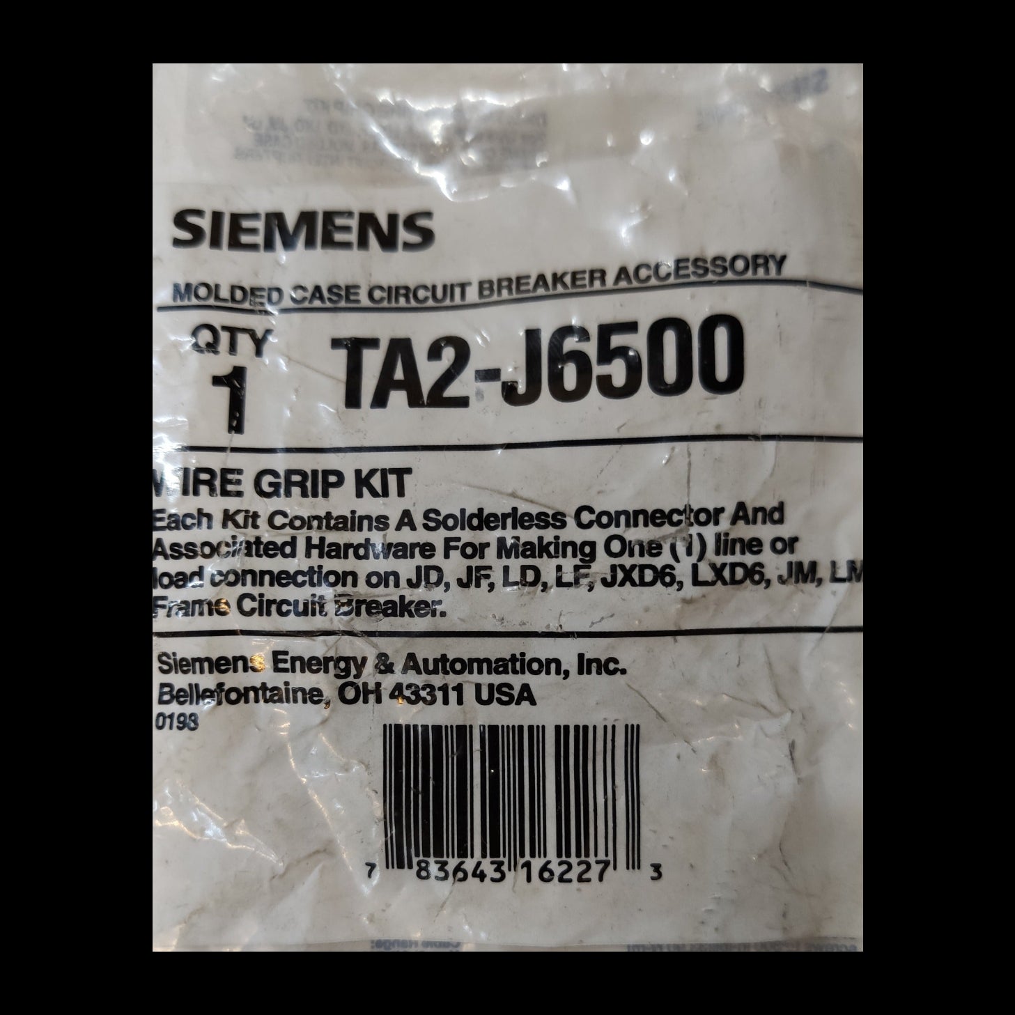 Siemens Molded Case Circuit Breaker Accessory Wire Grip Kit featuring Mechanical Lug for Breaker Type