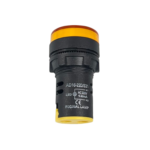 Denko Pilot light 220v YELLOW 22mm LED signal lamp with black body for 22 mm panel mount