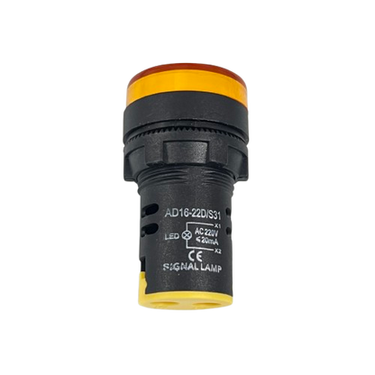 Denko Pilot light 220v YELLOW 22mm LED signal lamp with black body for 22 mm panel mount