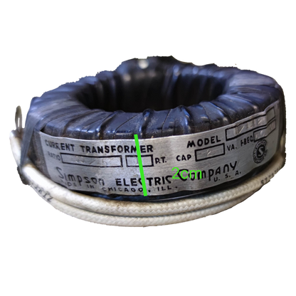 Simpson Single Core Current Transformer black ring style electrical component with white insulated wire