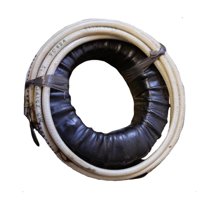 Simpson Single Core Current Transformer coiled with black insulation and white outer wiring for door chimes and bells