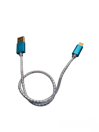 Smart Phone Charging Cord Lighting to USB with braided cable and blue connectors from China