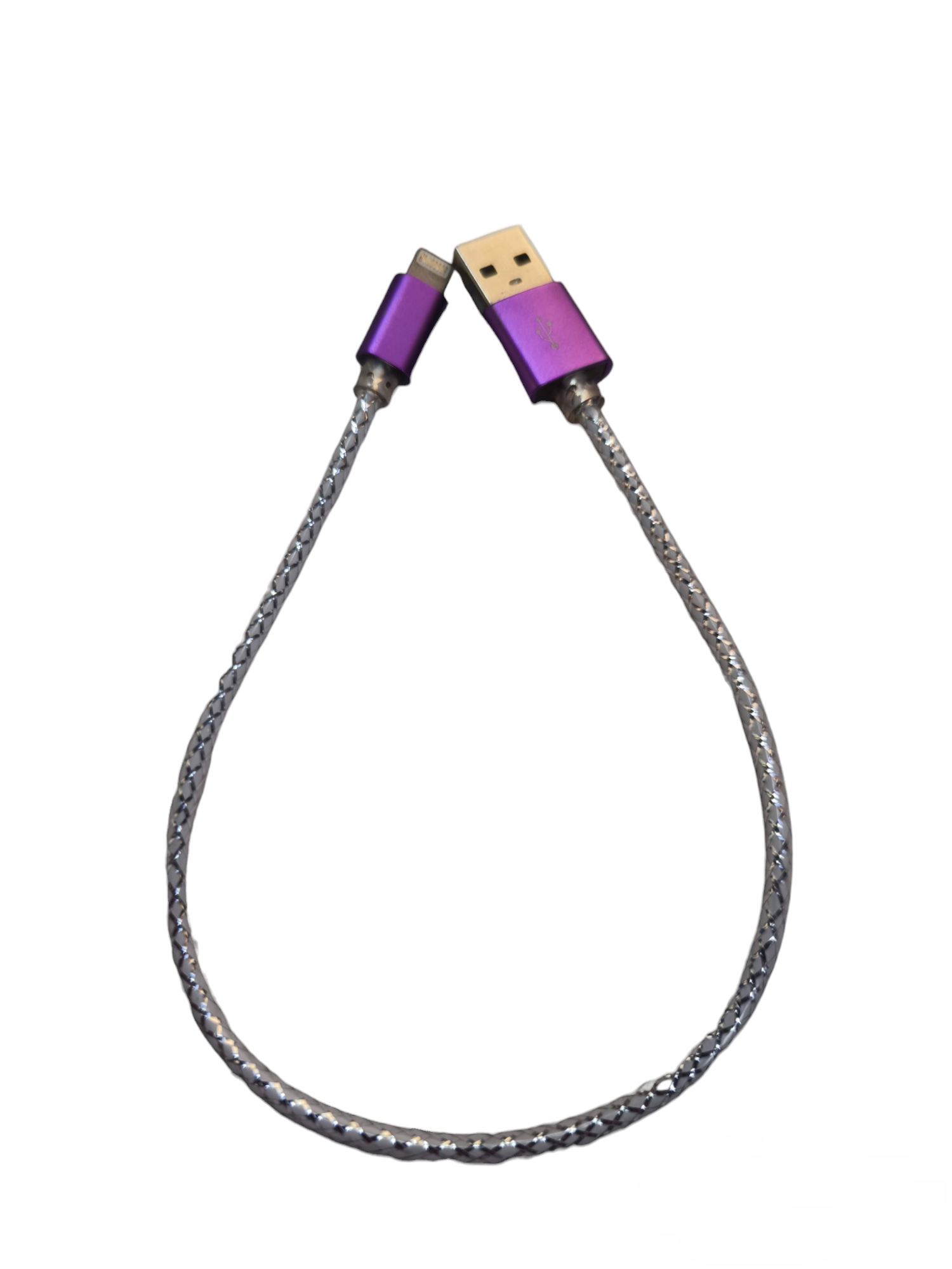 Smart Phone Charging Cord Lighting to USB with braided cable and purple connectors from China