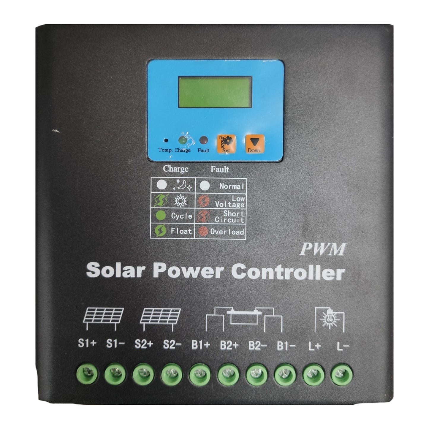 ZwitseRise 150A 48V DC solar charge controller with LCD display and connection terminals