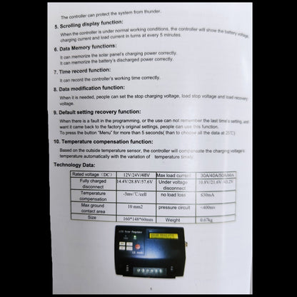 ZwitseRise Solar Charge Controller PWM with LCD display for monitoring voltage and current