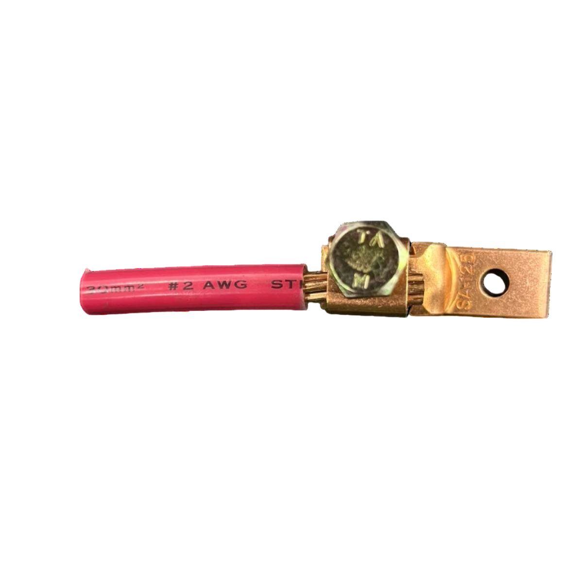 Solderless Terminal Lugs 50mm with red insulated wire and brass connector for electrical circuitry
