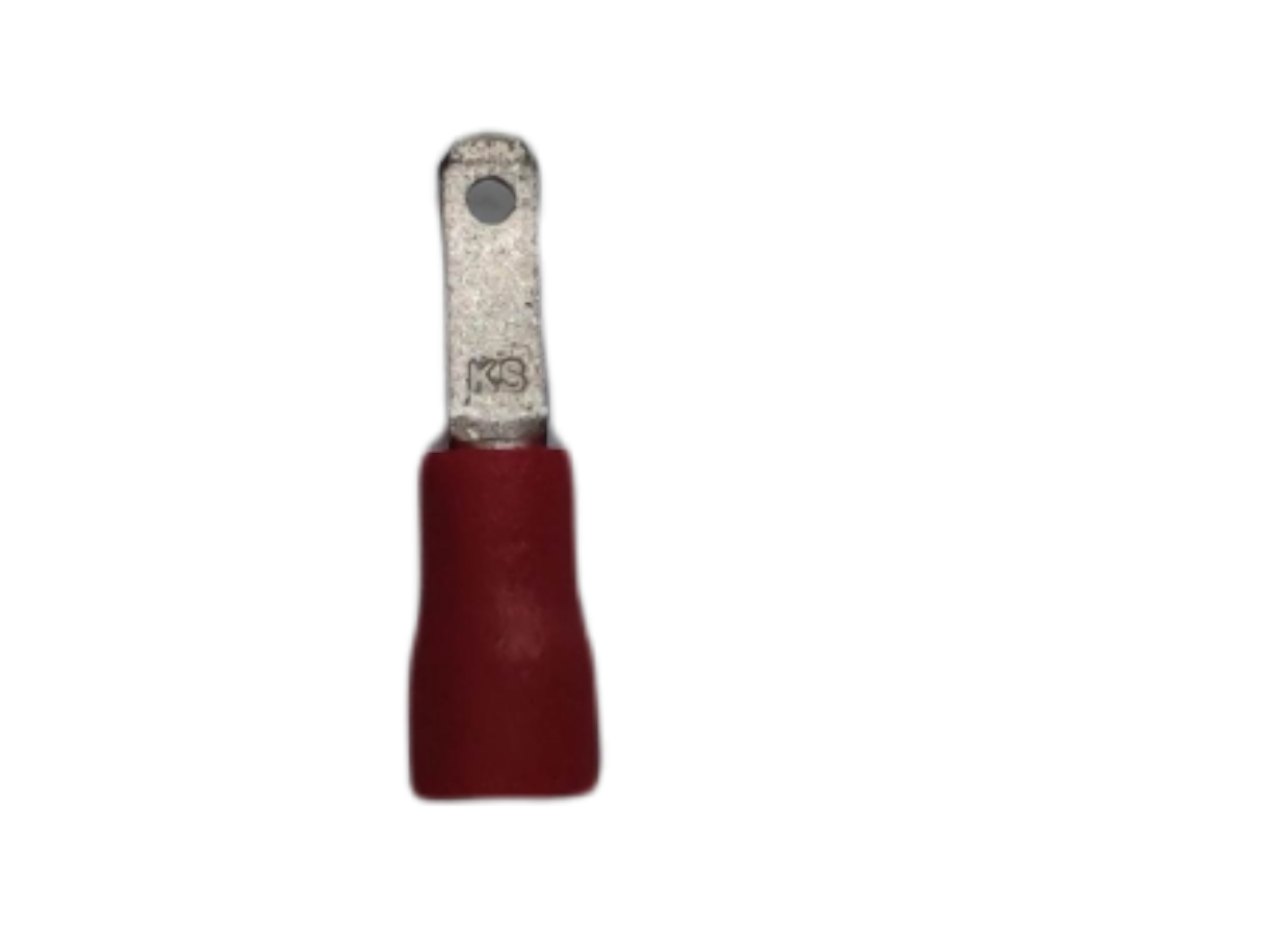 Spade terminal connector 5mm male female with sturdy metal base and insulated red sleeve