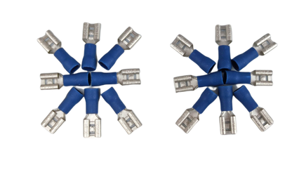 Pack of spade terminal connector 7mm with durable blue insulation for secure electrical connections