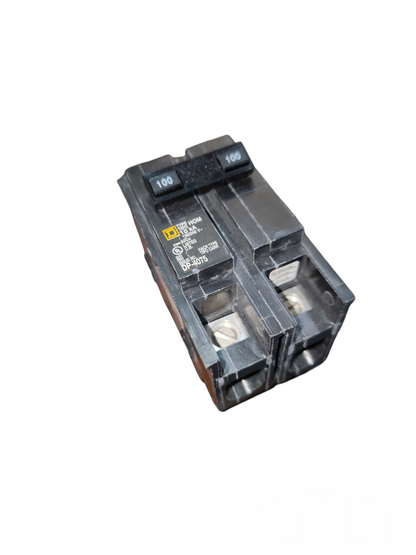 Square D 100A 2 Pole Circuit Breaker black electrical component with dual switches