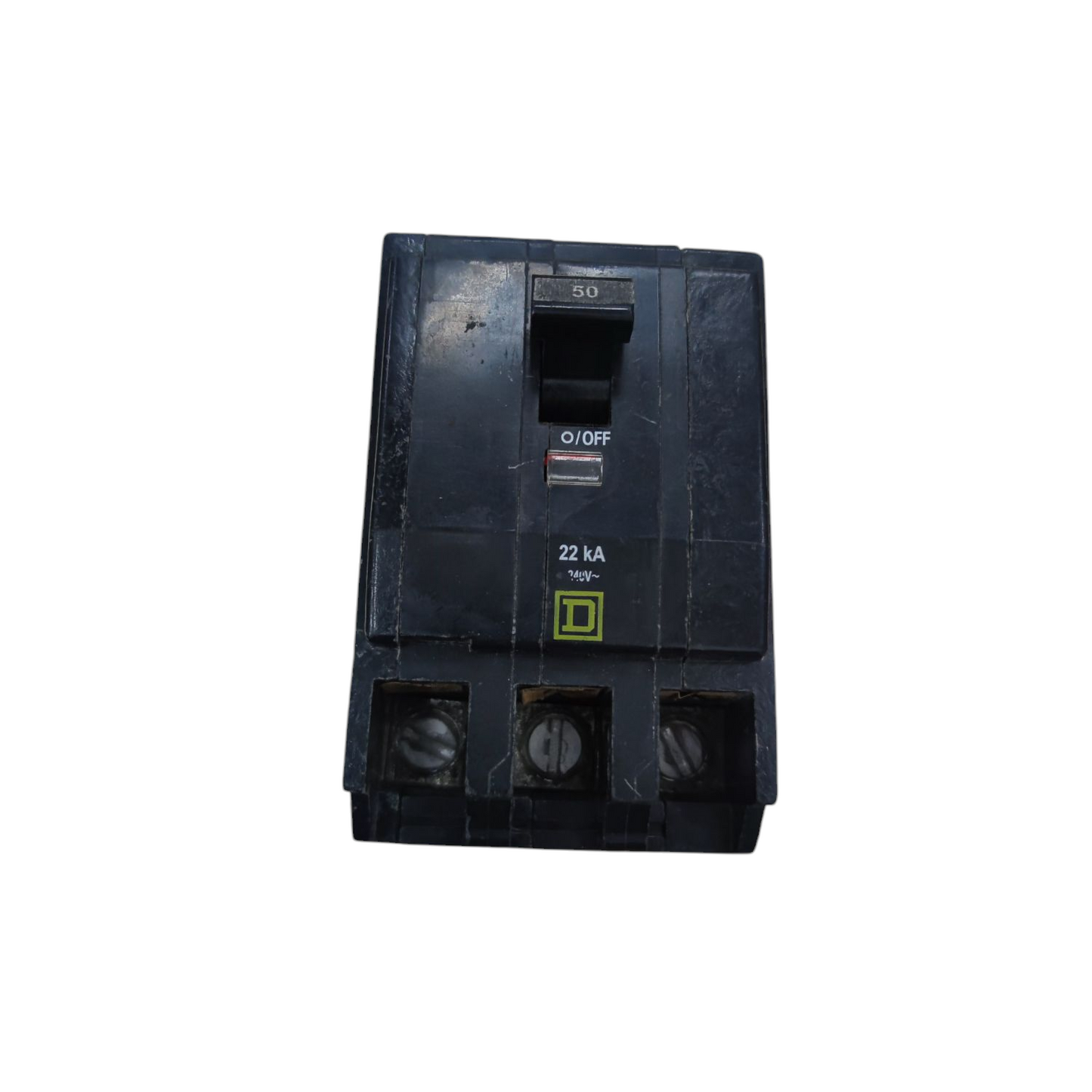 Square D 50A 3 Pole 22KAIC 220V Circuit Breaker black electrical component with switch