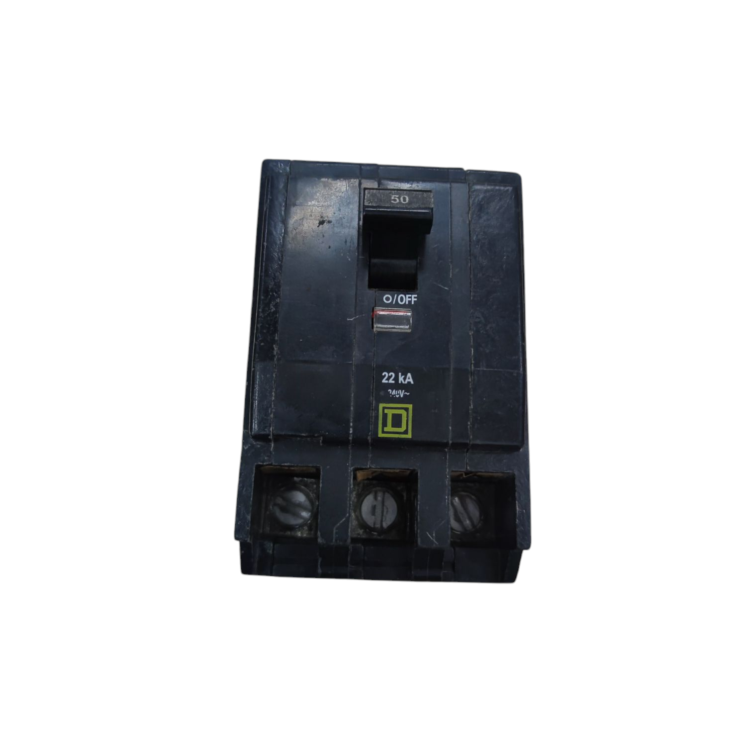 Square D 50A 3 Pole 22KAIC 220V Circuit Breaker black electrical component with switch