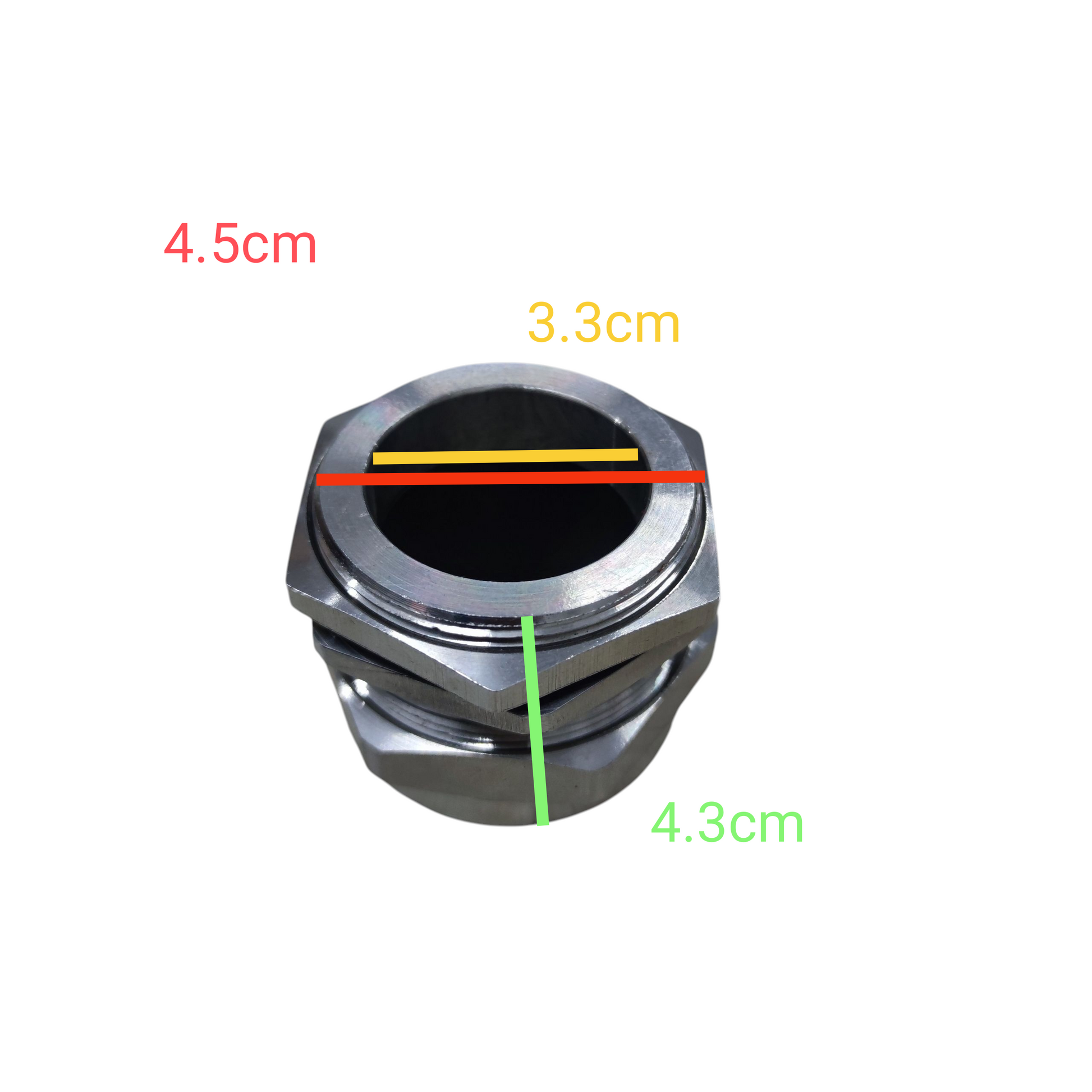 Stainless cable gland 22-32mm PGM-36 with dimensions labeled for easy reference