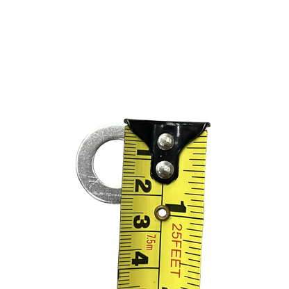 2cm Stainless Washer next to a measuring tape for size reference and durability demonstration