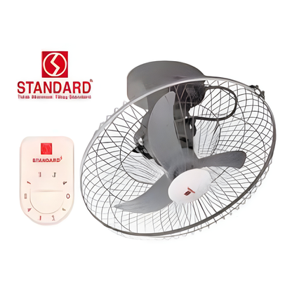 Standard ceiling fan with protective cage and remote control 16 Inches Orbit Fan 220V Banana Blade