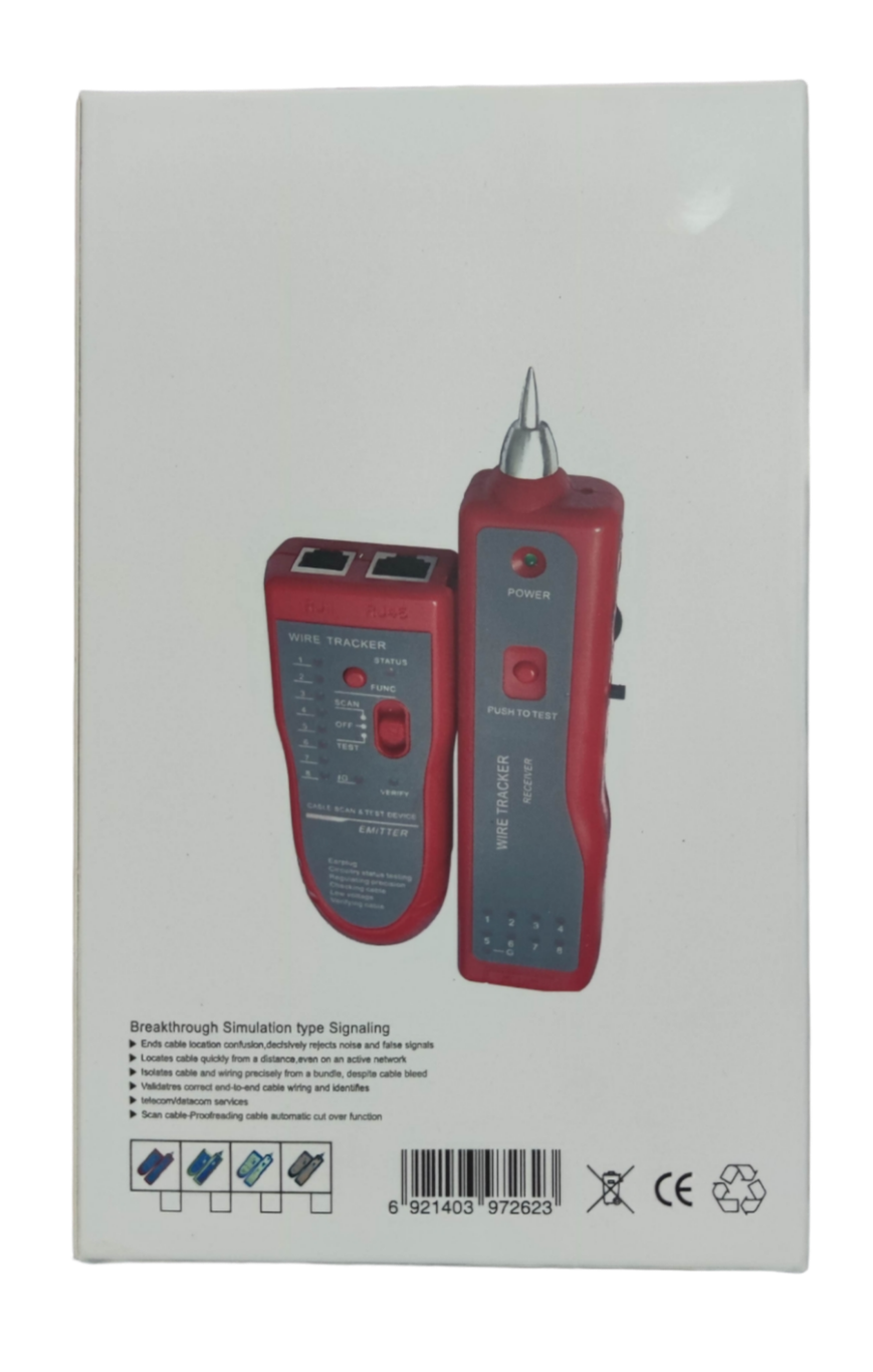 Red Telephone Line Tracer electrical trade tool and tester with signal receiver and transmitter