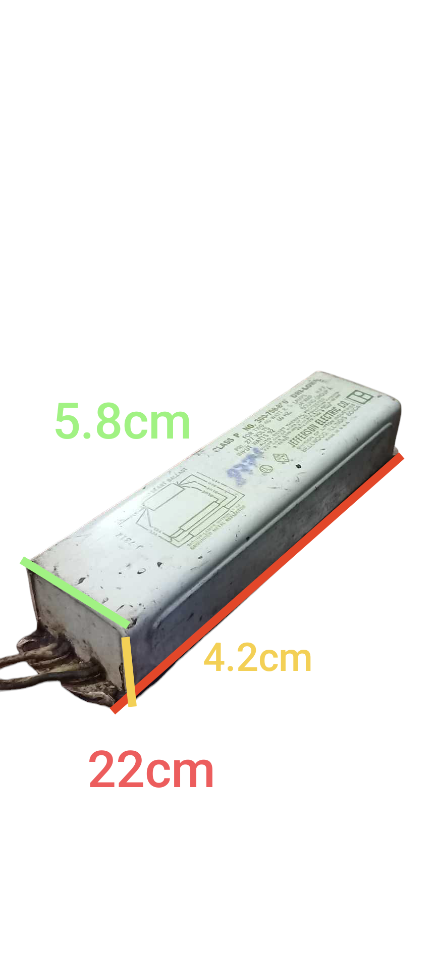 Universal Start Ballast 2 x 40W 2x40W 277V AC electrical component with metal casing and wiring
