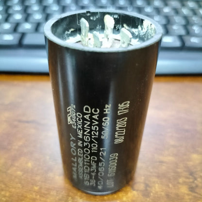Mallory Starting Capacitor 36-43MFD 125V for electrical systems with durable construction