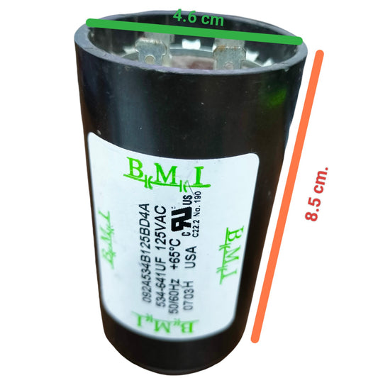 BMI Starting Capacitor 534-641 UF 125V cylindrical electrical component with two metal terminals