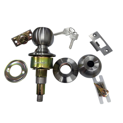 Starwheel Entrance Lockset Door Knob with key, hardware, and components for secure home entry