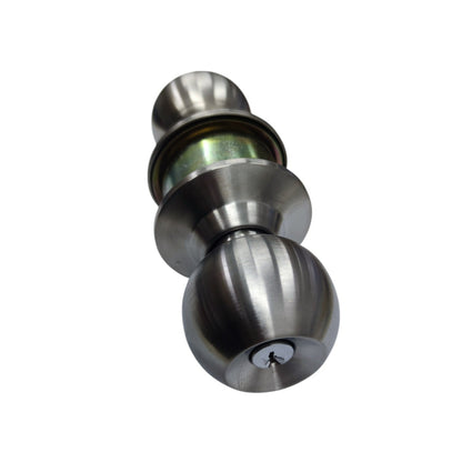 Starwheel Entrance Lockset Door Knob in brushed stainless steel with a modern round design