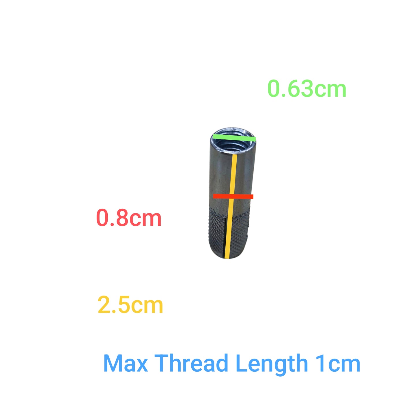 25mm concrete anchor bolt sleeve anchor grip with knurled body and 1cm max thread length for heavy duty concrete fixtures