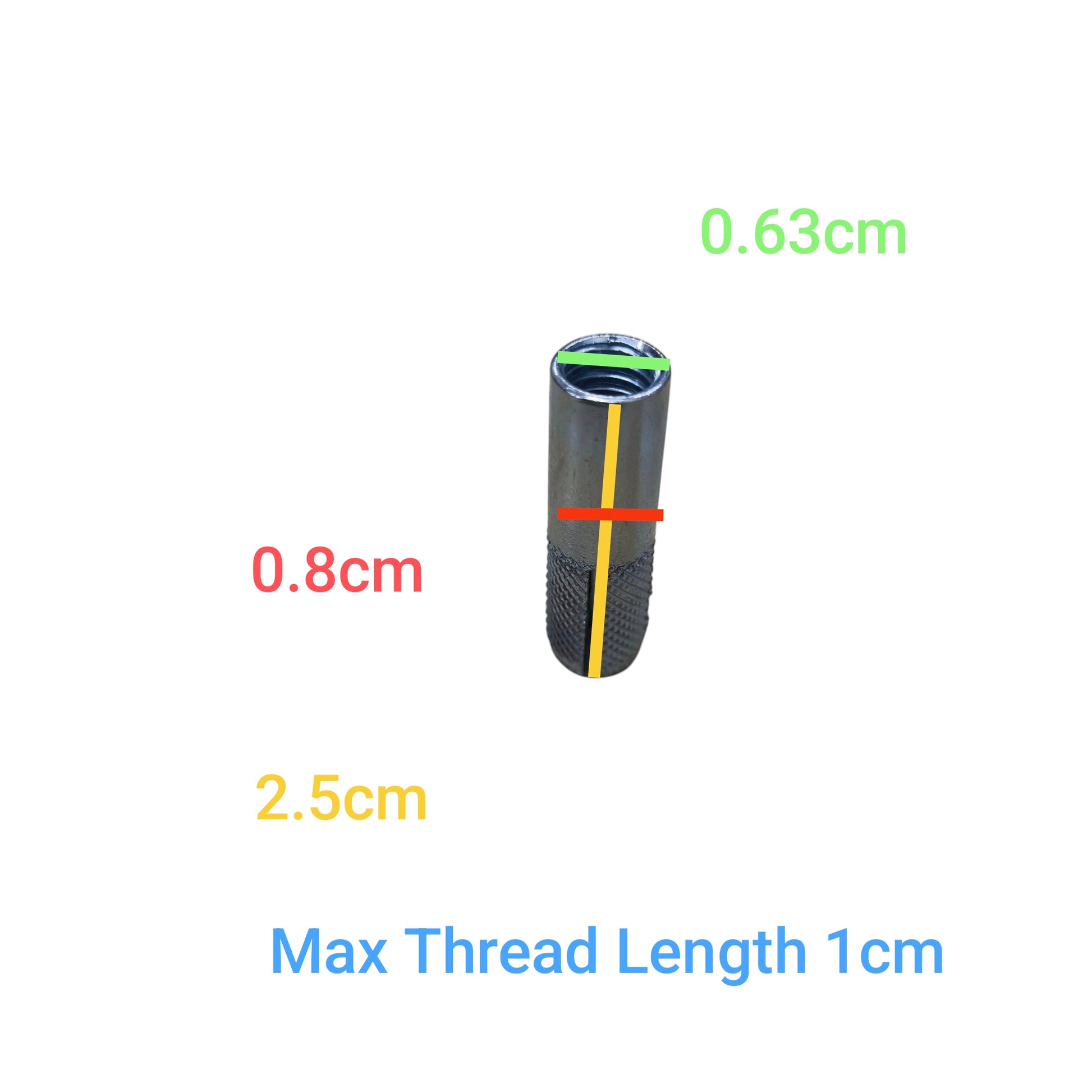 25mm concrete anchor bolt sleeve anchor grip with knurled body and 1cm max thread length for heavy duty concrete fixtures