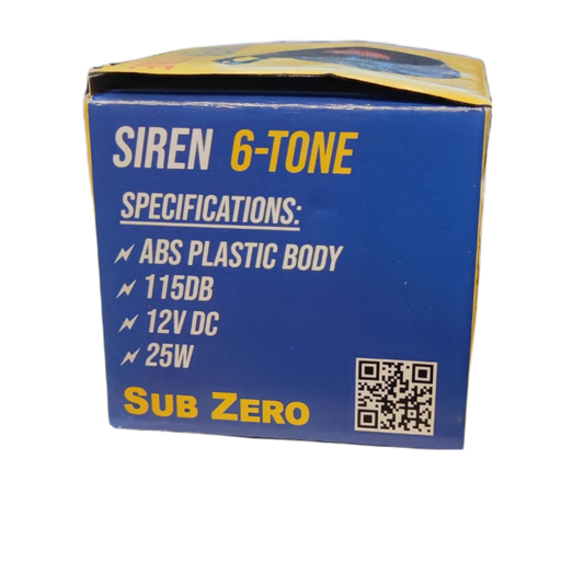 Electx Electrical Supply 12V 6 tone siren packaging with ABS plastic body and 115dB sound