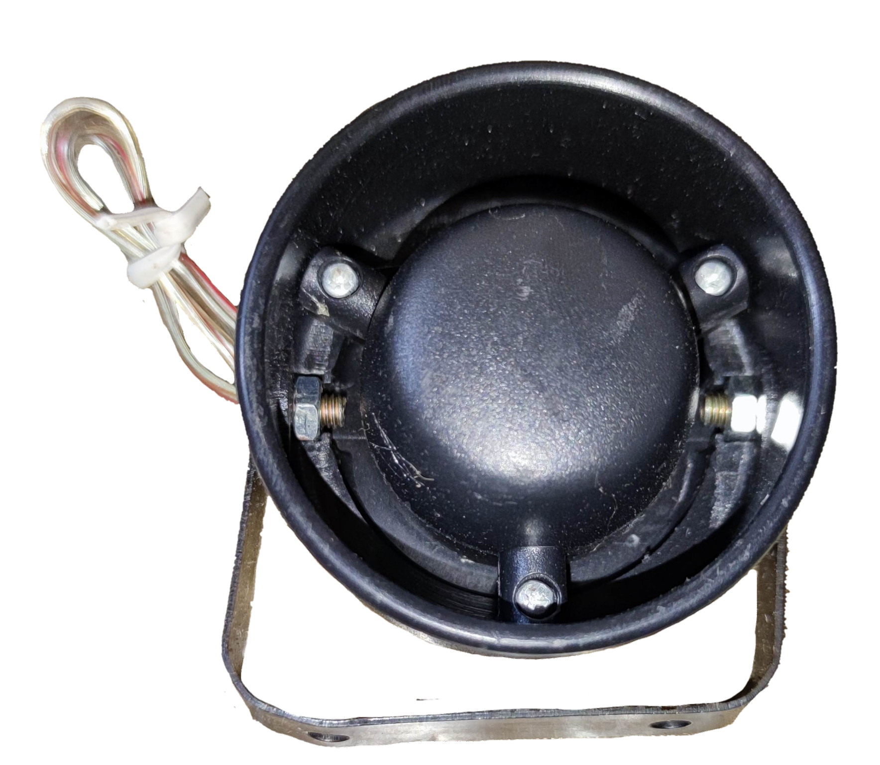 Sub Zero 6 Tone Mini Siren 12V black alarm siren with mounting bracket and wiring for security systems