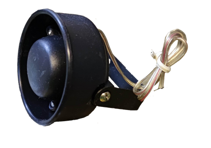 Sub Zero 6 Tone Mini Siren 12V black compact alarm siren with mounting bracket and wires
