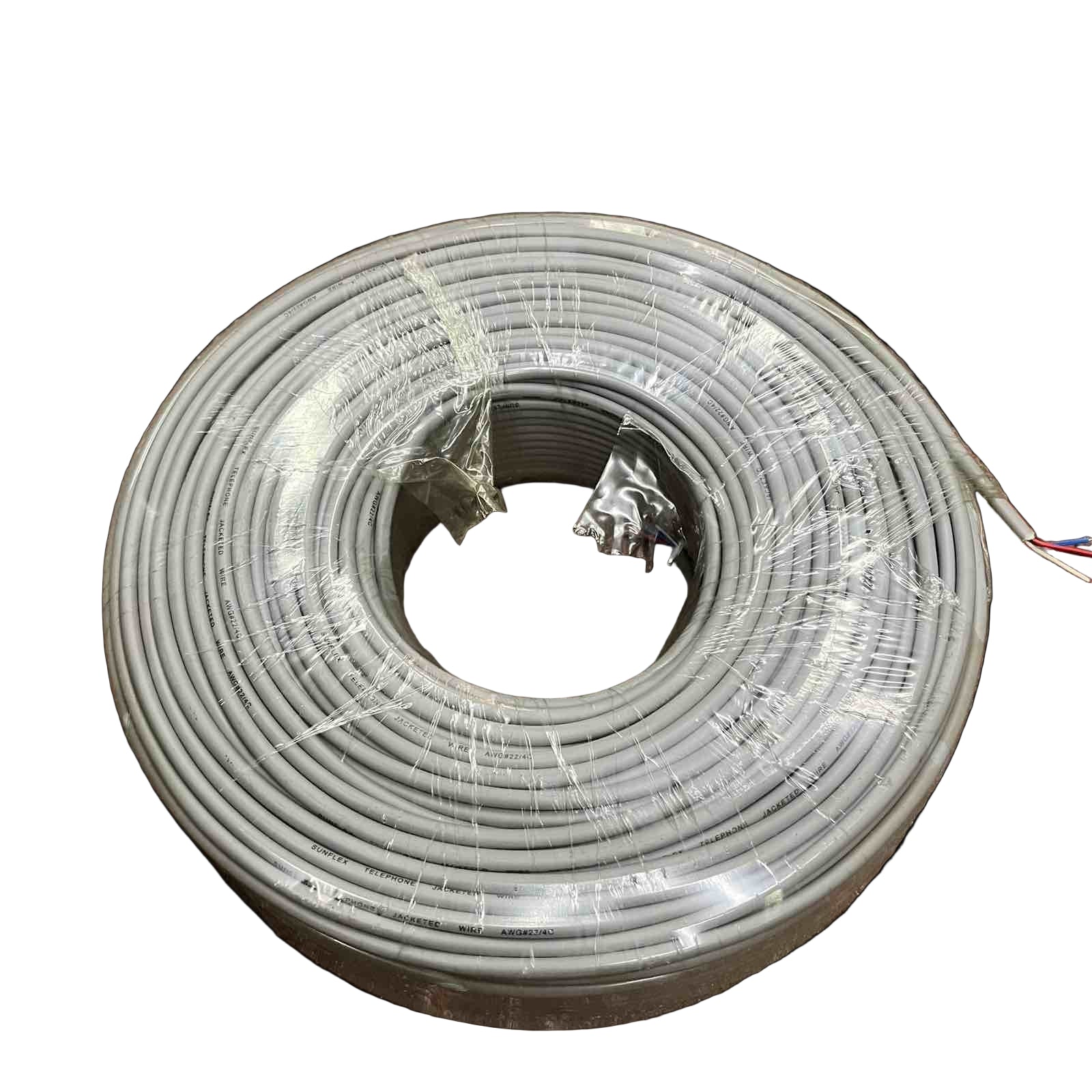 SunFlex gray telephone cable coil with exposed conductors hi-pro 22 gauge wire for phones for home and office phone wiring
