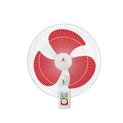 Standard 16 Inches Wall Fan 220V red three blade wall mount fan with white grille and front control knob