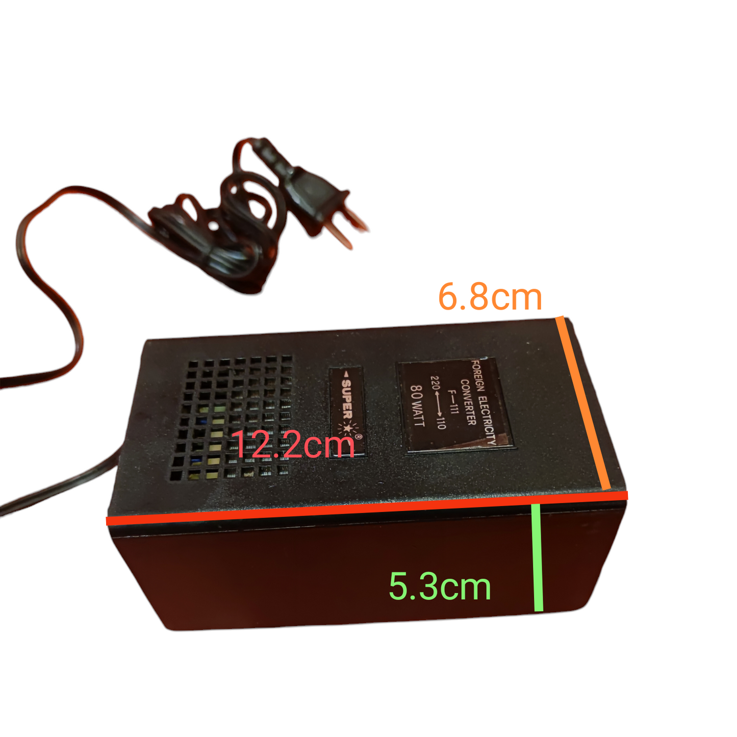 Super brand 80W Step Down 220V to 110V power converter for door chimes and bells with plug and ventilation
