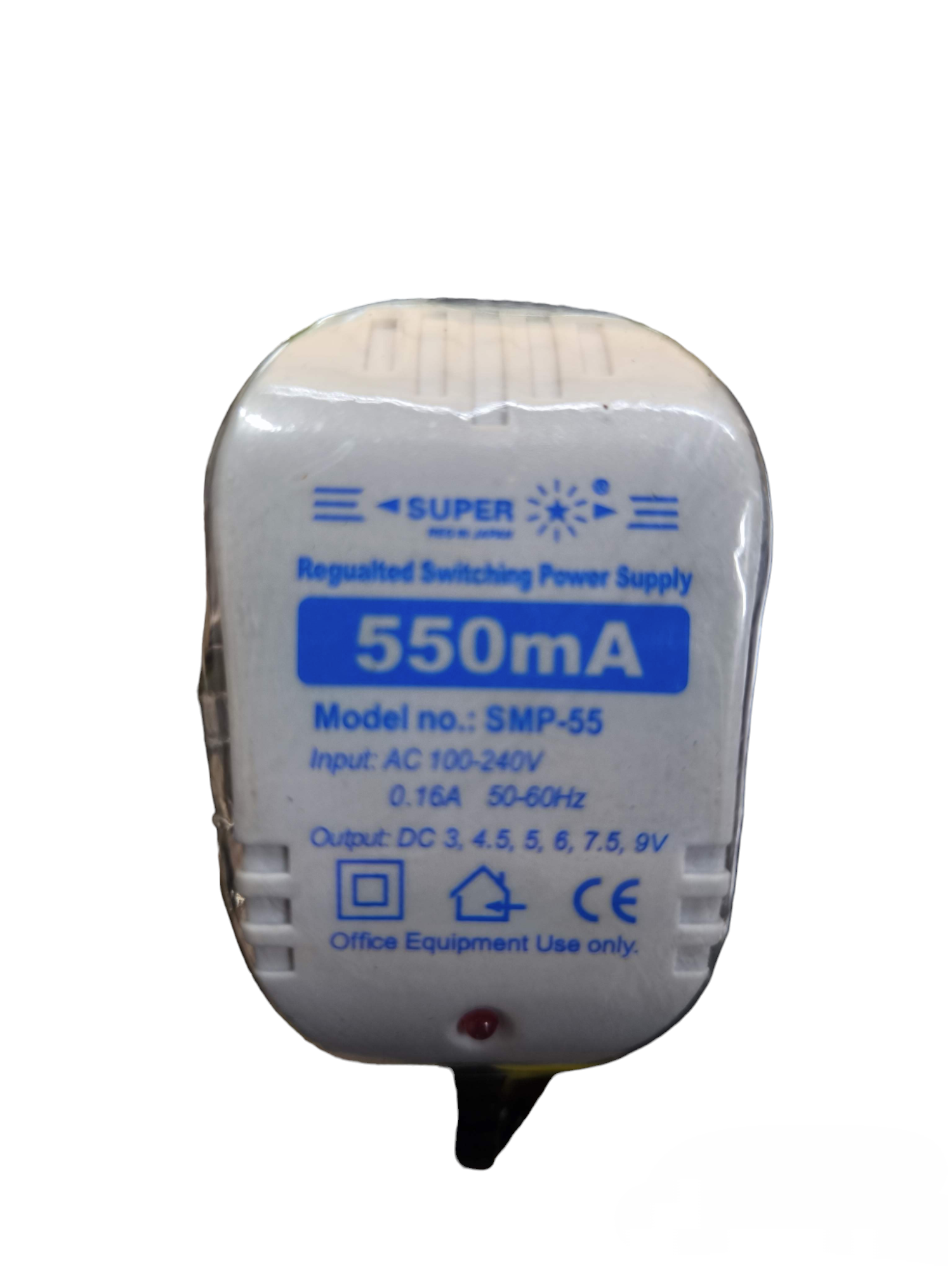 Universal AC Power Supply Output 500mA white regulated switching power adapter