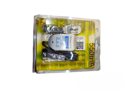 Universal AC Power Supply Output 500mA adapter with cable in clear retail packaging