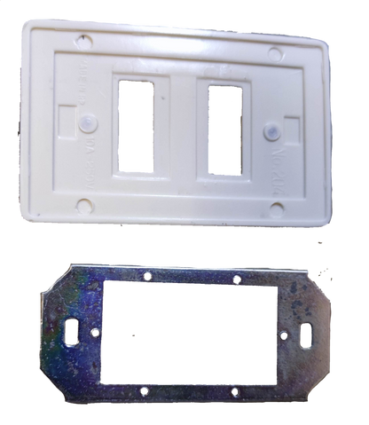 Surer 2 Gang Plate white plastic switch cover with metal mounting frame for power points