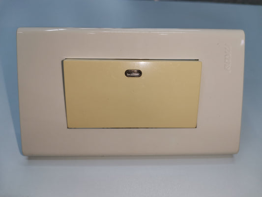 Royu Switch 1gang Flush Type with Led in beige color for wall mounting and power control