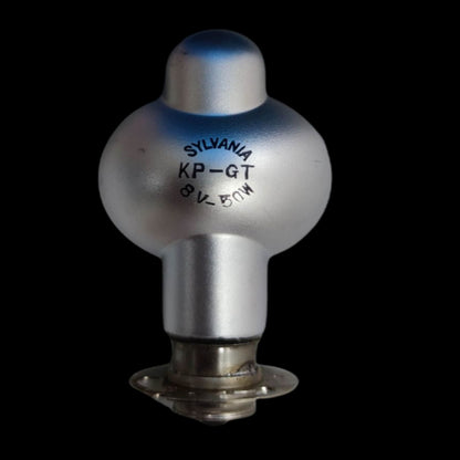 Sylvania Projector Lamp 8V 50W B15 Lock Type halogen bulb with metallic base and clear glass bulb