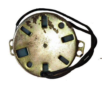 Top view of a Taiwan-made Synchronous Motor 220V with metal casing and attached wiring