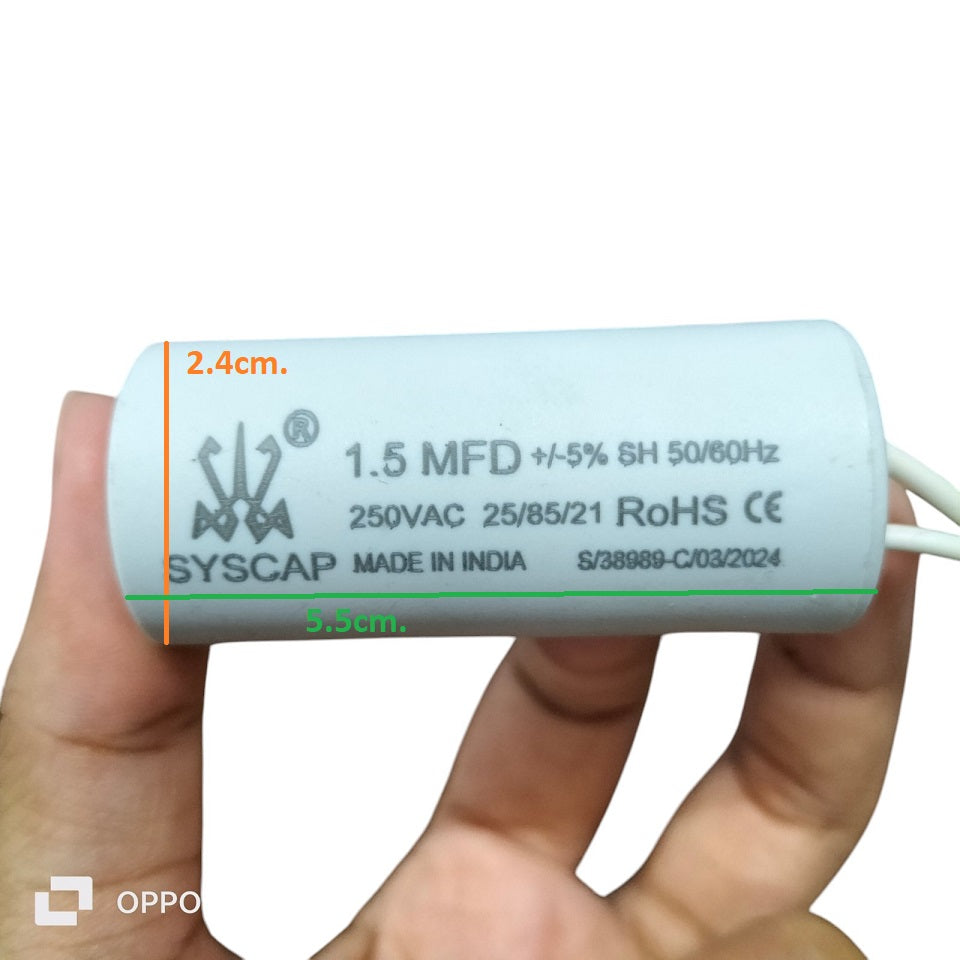 1 MFD 250V AC Motor Run Capacitor by Syscap with compact design for reliable performance