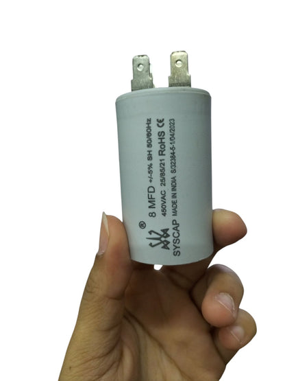 Syscap 8MFD 450 VAC Motor Capacitor designed for electrical circuit applications