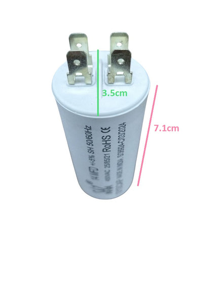Syscap Motor Capacitor with dimensions of 3.5cm by 7.1cm for reliable electrical performance