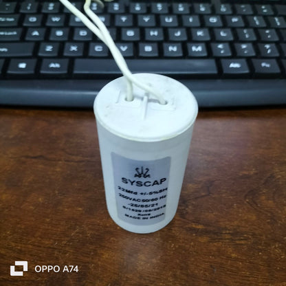 Syscap motor capacitor for electrical circuitry, designed for AC applications and enhanced performance