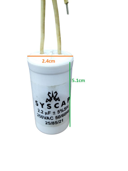 Syscap motor running capacitor 250v with 2.2 μF capacity for efficient electrical performance