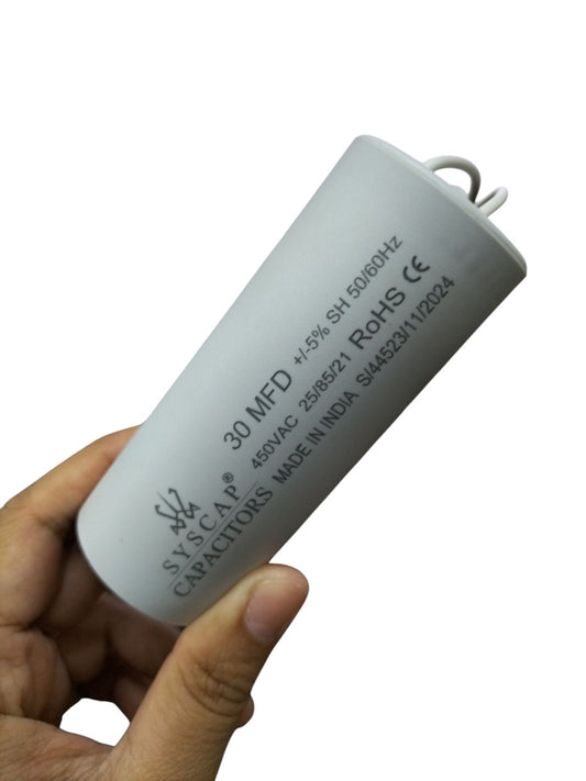 Syscap motor running capacitor 30 MFD 450VAC for electrical circuitry and parts