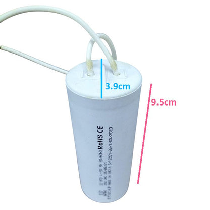 Syscap Motor Running Capacitor 33MFD white cylindrical electrical component with wires