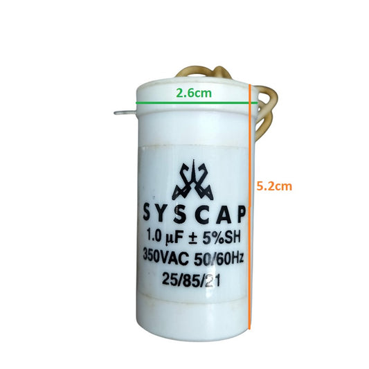 Syscap Motor Running Capacitor 350VAC with 1.0 μF capacity for reliable electrical performance