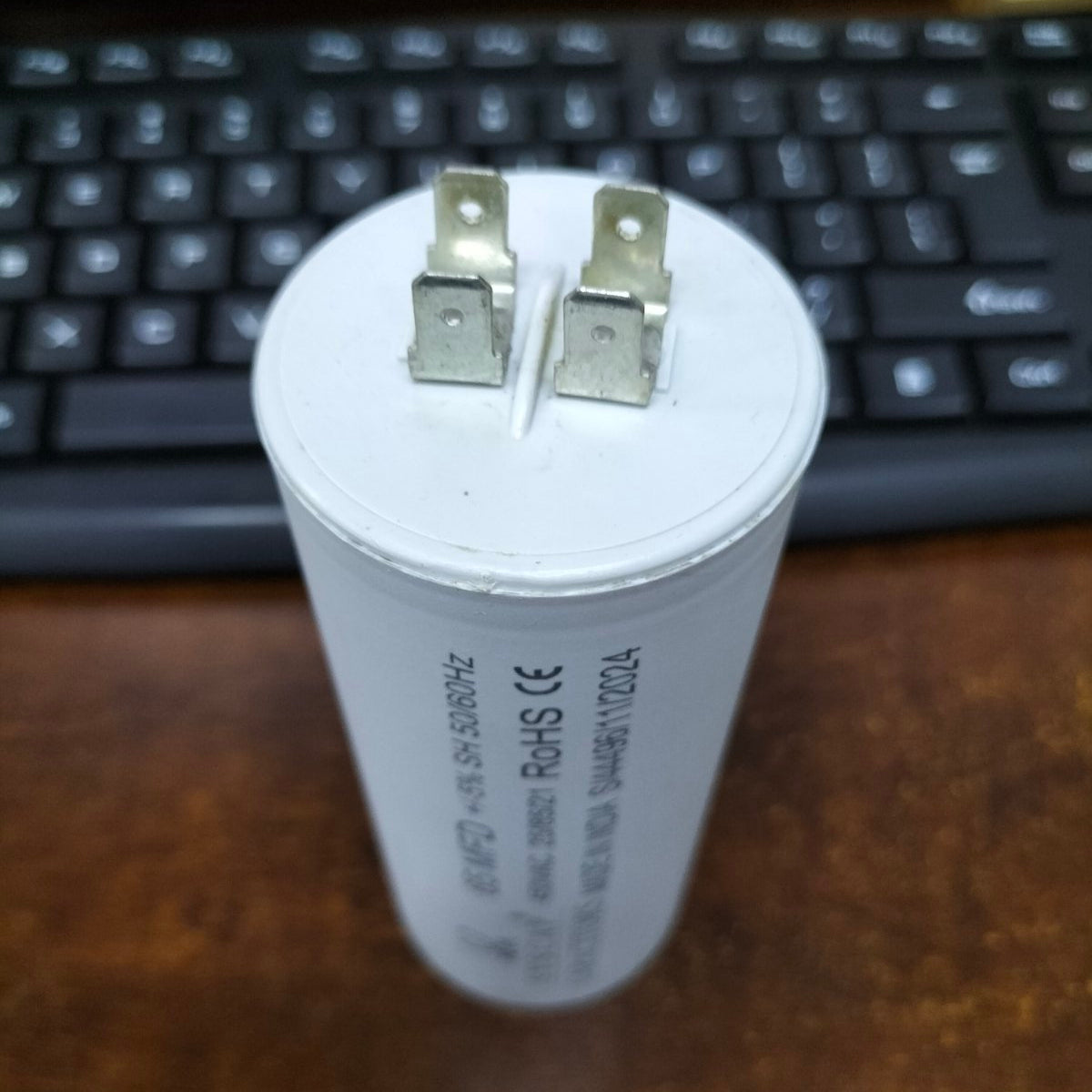 SYSCAP Motor Running Capacitor 65MFD 450V AC white cylindrical electrical component with metal terminals