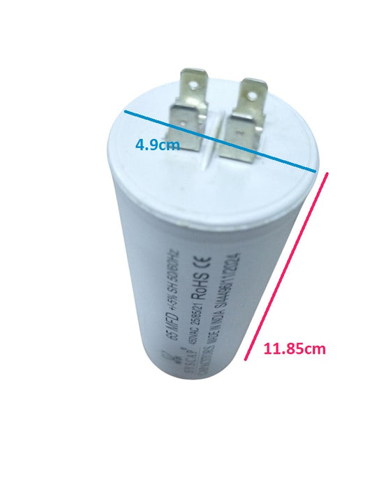 SYSCAP Motor Running Capacitor 65MFD 450V AC white cylindrical electrical component with metal terminals 1